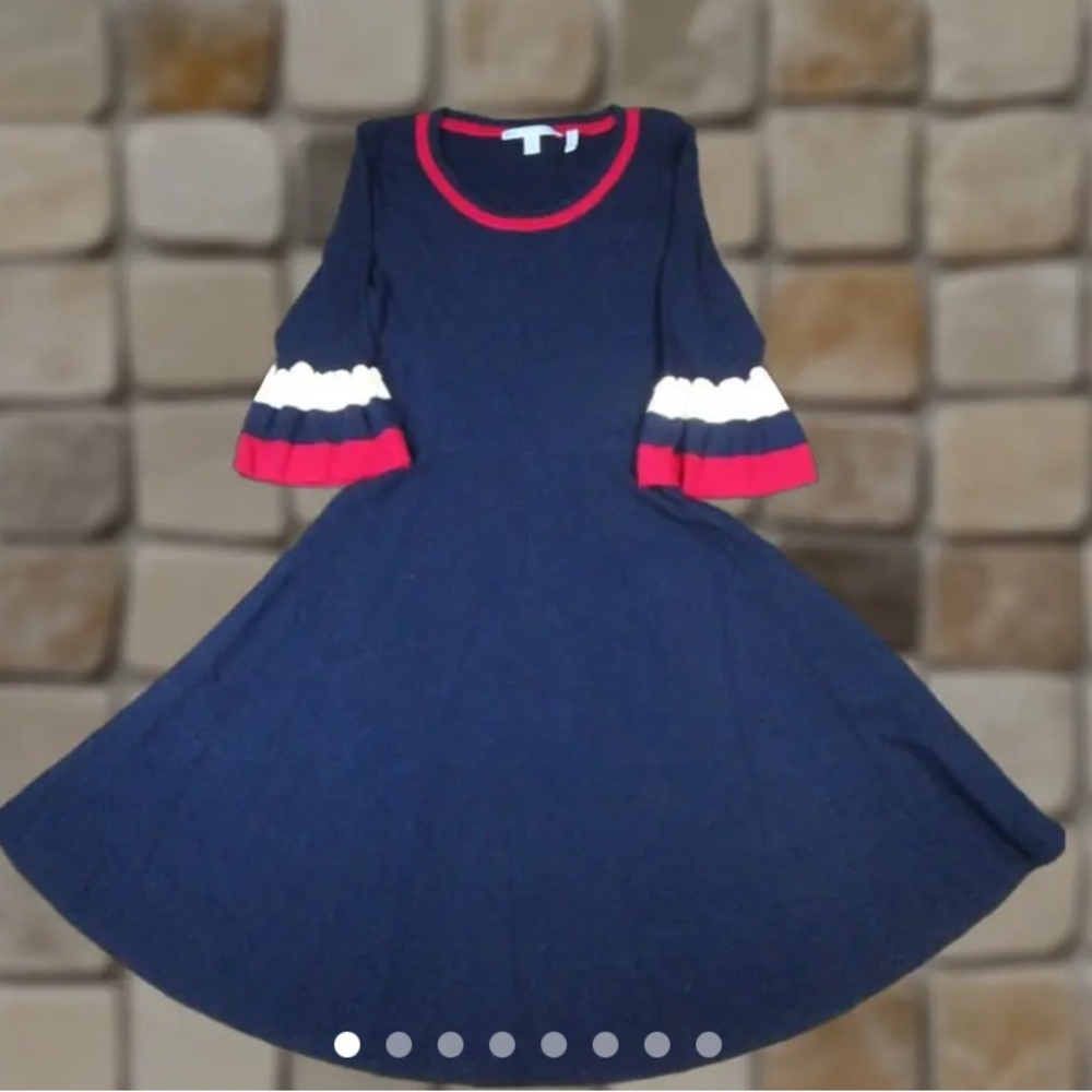 Draper James Navy Dress with Red and White Trim